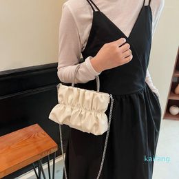 Evening Bags Korean Fashion Pleated Chain Silver Quilted Women Underarm Shoulder Side Bag