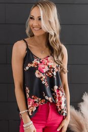 Summer Outfits Floral Print Adjustable Spaghetti Strap Tank Top AST25868497