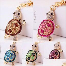Key Rings Cute Turtle Shape Pendant Colorf Shiny Rhinestone Keychain Women Girls Hanging Ornament Accessories Drop Delivery Jewellery Dhkpk