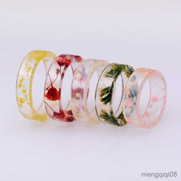 Band Rings Colourful Dried Flower Transparent Finger Ring Jewellery Party Gift 19.8mm-16.5mm(US Size
