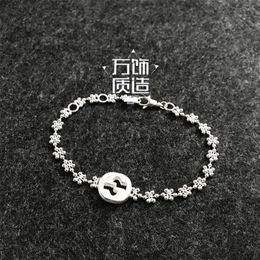 60% off designer Jewellery bracelet necklace ring interlocking Bracelet round bead small snowflake 925 Sterling women's flower hand decoration fresh simple girl's