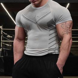 Men's T-Shirts Mens Muscle T Shirt Bodybuilding Fitness Men Tops close-fitting T-shirt Plus Big Size Tshirt Compress Mesh Loose Short Sleeve T230601