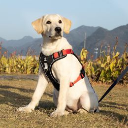 Harnesses Dog Harness Reflective Nylon Dog Harness No Pull Adjustable Medium Large Naughty Dog Vest Safety Vehicular Lead Walking Running