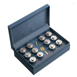 Storage Bottles 12 18 Tea Box Luxury Small Jar Longjing Packing Creative Loose Metal Organiser Jars Gift