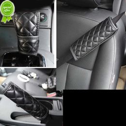 New Men Premium Leather Handbrake Cover Sleeve Leather Gear Shift Cover Auto Seat Belt Cover Car Styling Interior Accessories