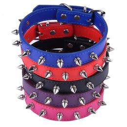Collars Wholesale Spiked Studded Dog Collar Pu Leather Small Pet Puppy Dog Neck Strap Red Black Purple Colors Size S M L