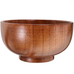 Bowls Solid Wood Bowl Noodle Vintage Multi-use Rice Wooden Round Retro Restaurant Soup Storage Household Salad Candy Containers