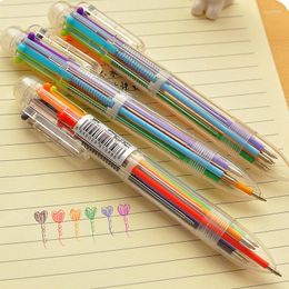 Pcs/lot 6 In 1 Candy Colors Ball Ballpoint Pen Drawing Hand Account 0.5mm Stationery Cute Pens Cartoon