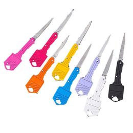 Keychains Lanyards Mini Key Shape Folding Knife Keychain Portable Outdoor Sabre Pocket Fruit Mtifunctional Cam Tool Gear Drop Deli Dhhe5