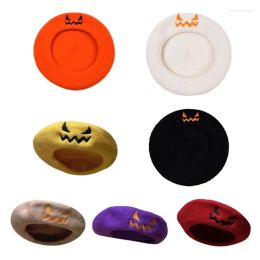 Berets Halloween Embroidery Beret Hat Pumpkin Fashionable Caps All-Match Stylish Girl Dress Up Slouchy Painter