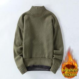 Men's Sweaters Spring Winter High Collar Brushed Plush Thick Warm Korean Fashion Luxury Wool Plus Size Pullovers Clothes Male Coat Sweater