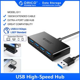 Hubs ORICO USB HUB 4 Port USB 3.0 Splitter With Micro USB Power Port Multiple High Speed OTG Adapter for Computer Laptop Accessories