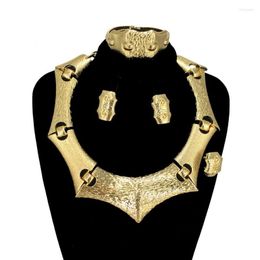 Necklace Earrings Set Italian Gold Plated Jewellery Women Party Big FHK13545