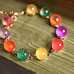 Charm Bracelets Artificial Crystal Colourful Travel Party Dating Office Home Shopping Round Beads Braided Women Bracelet