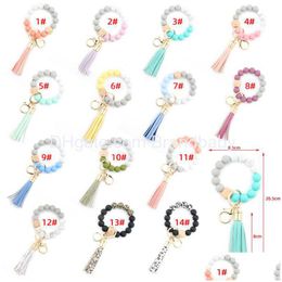 Jewellery 3 Colours Sil Beads Bracelets Link Tassel With One Wooden Bead Design Bracelet Good Quality Key Chain Charm Birthday Gifts Dr Ot6Zm