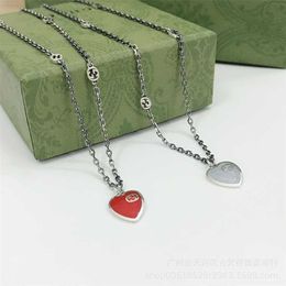 80% off designer Jewellery bracelet necklace ring interlocking enamel red Blue 925 old women's clavicle chain Love Pendant
