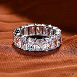 Band Rings Charm Female Ring Silver Color Wedding For Women Promise Bridal Square Zircon Engagement