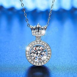 Silver Color Noble Crystal Diamond Crown Pendant Necklace For Woman Holiday Gift Fine Wedding Party Jewelry