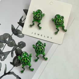 Stud Earrings 2023 Personality Funny Frog Creative Design Exaggerated Cute Cartoon Metal Female Jewelry Wholesale