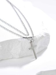 Pendant Necklaces 925 Sterling Silver Crucifixion Double Chain Necklace For Men And Women Jewelry Gift J230601