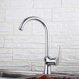 Kitchen Faucets 1PC Brass Chrome Silver Single Handle Basin Faucet 360 Rotating Cold And Water Mixer Tap With 2 Hoses