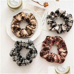 Hair Rubber Bands Vintage Stripe Scrunchie Ponytail Holder Elastic Soft Thick Tie Ring Headdress Accessories Drop Delivery Jewellery H Dhlsr