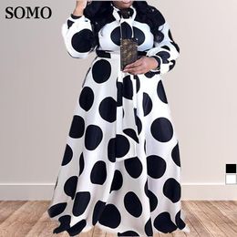 Dresses Plus Size Clothing Women Boho Long Maxi Dress 5xl Casual Dots Dresses Bow Elegant Ladies Big Shirt Dress Wholesale Dropshipping