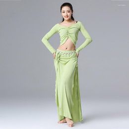 Stage Wear Belly Dancing Costume Women's Suit Autumn Group Dress Petal Long Skirt Performance Practice