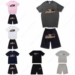 Designer Trapstar Summer Men's sportswear pure cotton printed Short Sleeve T-shirt Shorts suit 2-piece stylish sports suit