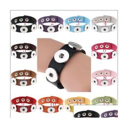 Charm Bracelets Chunk Punk Leather Bangle Drill Fit For Noosa Snaps Button Interchangeable Drop Delivery Jewelry Dhqn6