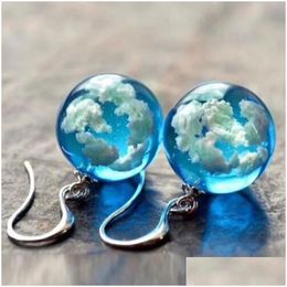 Dangle Chandelier Fashion Jewelry Blue Sky Sphere Earrings Terrarium Clear Cloudy Designer Crystal Earring Nature Inspired Drop Del Dhi8B