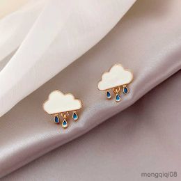 Stud Style White Cloud Water Drop Earrings for Women Crystal Stars Bow Asymmetry Earring Girl Wedding Party Jewellery Gifts