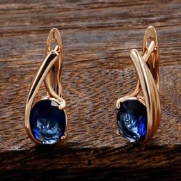 Stud Fashion Earrings for Women 14K Gold Blue Dangle Hoop Bridal Wedding Gemstone Jewellery