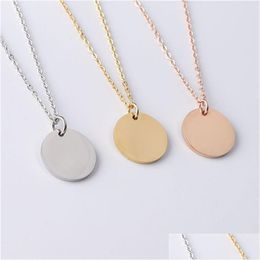 Pendant Necklaces Blank Round Circle Necklace Stainless Steel Gold Minimalist Dog Tag Coin Jewellery For Buyer Own Drop Delivery Pendan Dhoob
