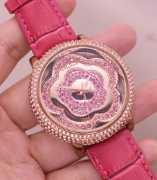 Wristwatches Sale Melissa Women's Watch Flower Rhinestone Crystal Fashion Hour Real Leather Bracelet Clock Girl's Birthday Gift Box