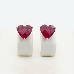 585 purple gold plated 14k rose gold heart ruby earrings for women romantic light luxury ear studs engagement jewelry