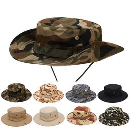 Wide Brim Hats Bucket Hats Camouflage Bonnie Hats Men Tactical Army Bucket Hats Military Panama Summer Bucket Caps Hunting Hiking Outdoor Camo Sun Protect 230601