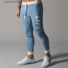 Men's Pants Spring and Autumn Men's Brand Gym Fitness Sweatpants Slim Solid Colour Jogging Training Men's Blue Cotton Casual Fitness Tights T230602