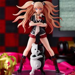 Anime Danganronpa Figure Enoshima Junko Standing Anime Action Figure Sexy Girls Figure With Bear PVC Model Childrens Toys Gifts L230522