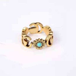 New 2023 designer Jewellery bracelet necklace Accessories Daisy ring bronze flower Turquoise Ring for couples