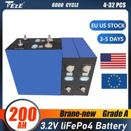 4-32PCS Grade A 3.2V 200Ah Lifepo4 Battery Poland Stock 6000 Cycles Rechargeable Battery For RV EV Solar System EU US TAX Free