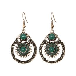 Dangle Chandelier Bohemia Ethnic Ladies Earring Women Round Alloy Crystal Stone Beaded Earrings Fashion Jewellery Drop Delivery Dh05Y