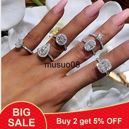Bandringe 925 Sterling Silber Mode Weiblicher Ring 3ct AAAAA cz Versprechen Ehering Ringe für Frauen Braut Finger Party Schmuck Geschenk J230602