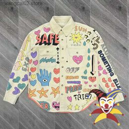 Men's Jackets Vintage Graffiti Hand Painting Cargo Jacket Men Women Casual Apricot Coats Jacket T230602