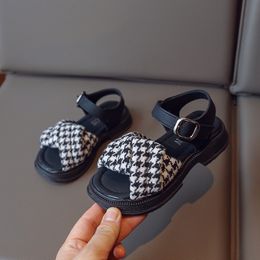 Sandals Children's Thousand Bird Checker Girls Versatile Open Toe Casual Shoes 2023 Summer Hook Loop Boys Kids Fashion 230601