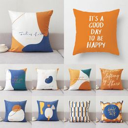 Pillow Case 40/45/50/60cm Orange Print Cushion Cover Living Room Car Bedroom Pillowcase Custom Square Polyester Cases Home Decor