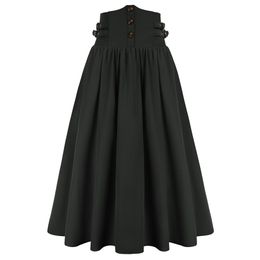 skirt Sd Women Renaissance Maxi Skirt High Waist Smocked Back Waist Aline Skirt with Straps at Side Waist Flared Skirts A30
