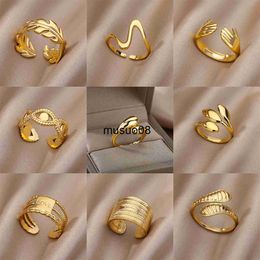 Band Rings Stainless Steel Rings For Women Men Gold Colour Engagement Wedding Party Ring Female Male Finger Jewellery Gift 2023 Free Shipping J230602