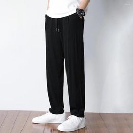 Men's Pants Fashion Summer Drawstring 3D Cutting Men Ice Silk Running Fitness Trousers Breathable Casual Daily Clothing