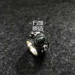 designer Jewellery bracelet necklace high quality Sterling Old rattan Green Malachite head ring for men women